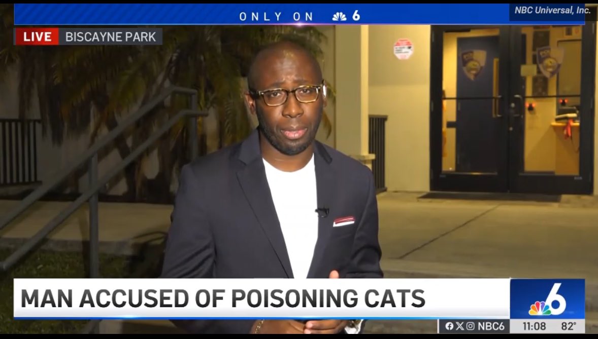 Police went to the #BiscaynePark neighborhood and found two trays with suspected animal poison. A lab is working to confirm if it’s poison, but investigators said a vet determined one of the cats died from poisoning. Full story on <a href="/nbc6/">NBC 6 South Florida</a>. nbcmiami.com/news/local/pol…