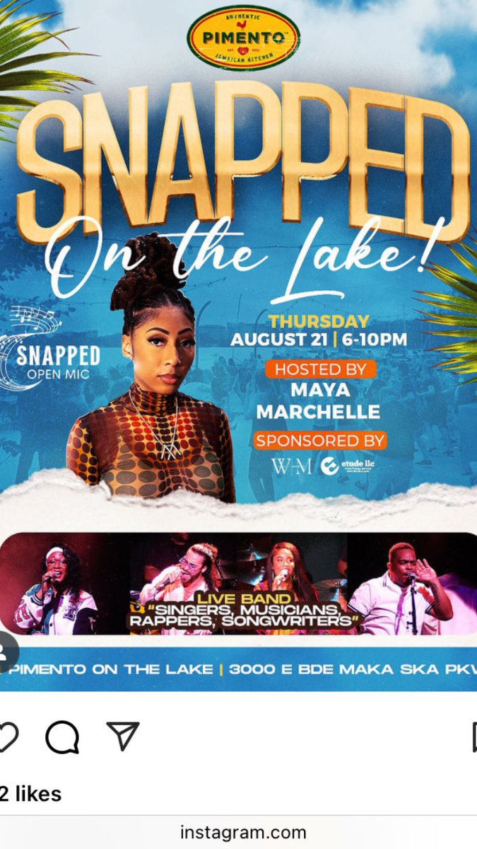 RopeADopeRadio's tweet image. Enjoyed live music lakeside tonight in uptown Minneapolis🔥#Snappedopenmic @maya_marchelle 
#Pimento Jamaican Kitchen