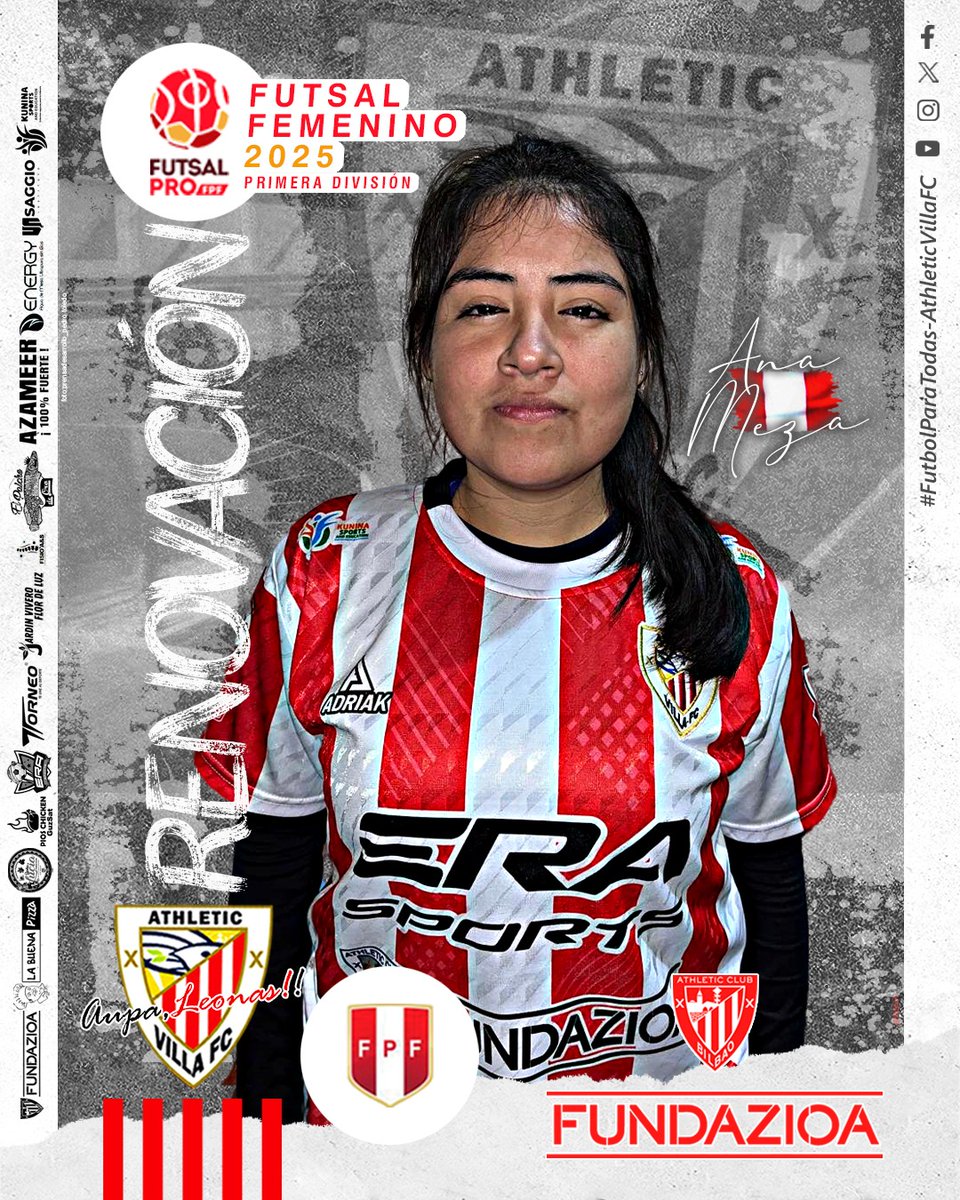 Renovación Futsal 2025!!!
Sobrinos!!!!
ANA LUISA MEZA  ,continuara una temporada mas en nuestro equipo.
Ella ,  seguirá aportando su experiencia y sus goles a favor del equipo.
🦁👉¡¡Somos Athletic Villa Fc!!