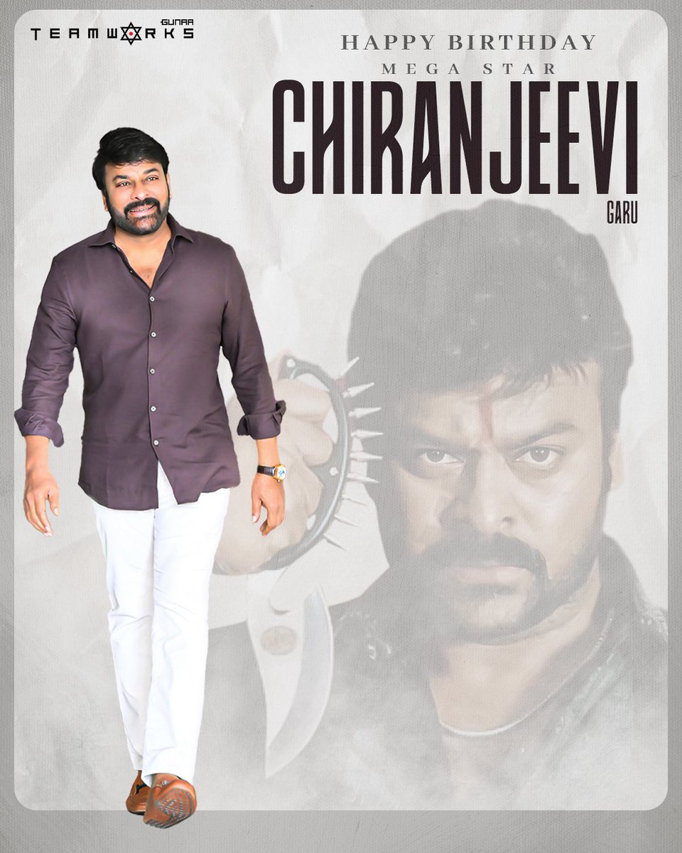 Gunaa Teamworks (@gunaateamworks) on Twitter photo A true legend of Indian cinema, admired and celebrated across generations βοΈ
Hereβs wishing our one and only Mega Star <a href="/KChiruTweets/">Chiranjeevi Konidela</a> garu a very Happy Birthday.
May your legacy continue to inspire and shine even brighter.
#HBDMegastarChiranjeevi A true legend of Indian cinema, admired and celebrated across generations βοΈ
Hereβs wishing our one and only Mega Star <a href="/KChiruTweets/">Chiranjeevi Konidela</a> garu a very Happy Birthday.
May your legacy continue to inspire and shine even brighter.
#HBDMegastarChiranjeevi
