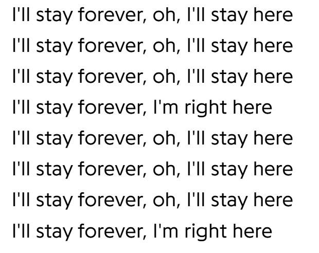 en 0801 dicen 8 veces " i'll stay forever, i'll stay here" ustedes quieren q me mate verdad