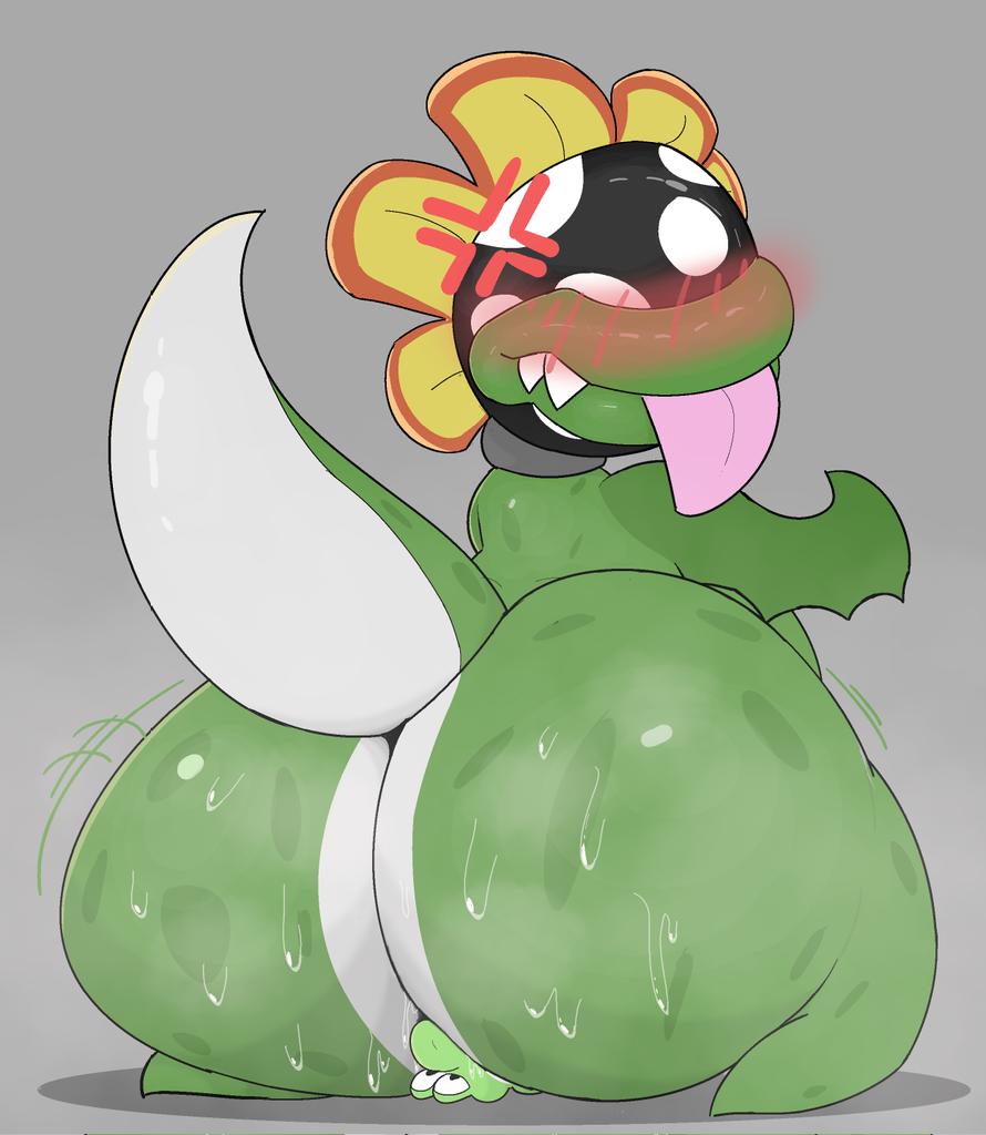 Giant plant sitting on a yoshi