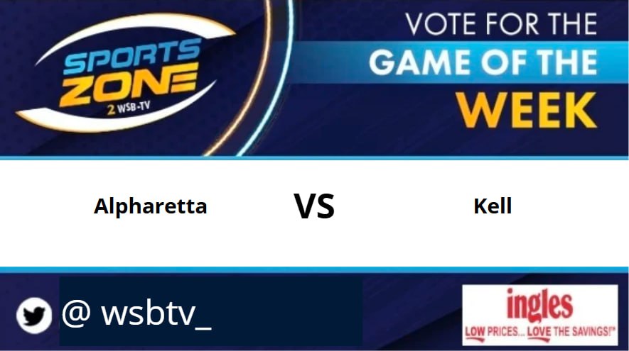 wsbtv_'s tweet photo. GAME of the week 
Alpharetta 🆚 Kell
friday, August 22 @ 7:30pm. 
Come support your favorite team. 
Watch Here: https://t.co/LWlpqHuoFT

@Kell_Football @CoachCodiVick @therealmamamay4      @BehindTheLOS   @Kamoni5_   @alexcolejean @HugginsFilms @OmarrLuke @official_bigCW https://t.co/tJu5h9h10O