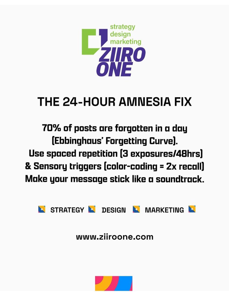 ZiiroOne's tweet photo. Have you ever noticed how some brands live rent-free in your mind?

💡 TRY THIS TODAY:

Post your hero content → Follow up with a carousel breaking it down → Reinforce with a Story using your brand colors/fonts

#ziiroone
#neuromarketing
#marketingpsychology 
#contentscience https://t.co/52WcGyUnQy