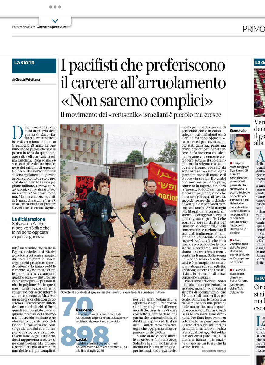 paoloangeloRF's tweet image. #privitera” proprio l’esercito rischia di diventare uno dei fronti più complicati per #Netanyahu ai #refusenik e e agli ultra ortodossi si aggiungono i dilemmi morali dei riservisti e di chi è costretto a combattere una guerra che sembra infinita e i dubbi dei capi sull’efficacia