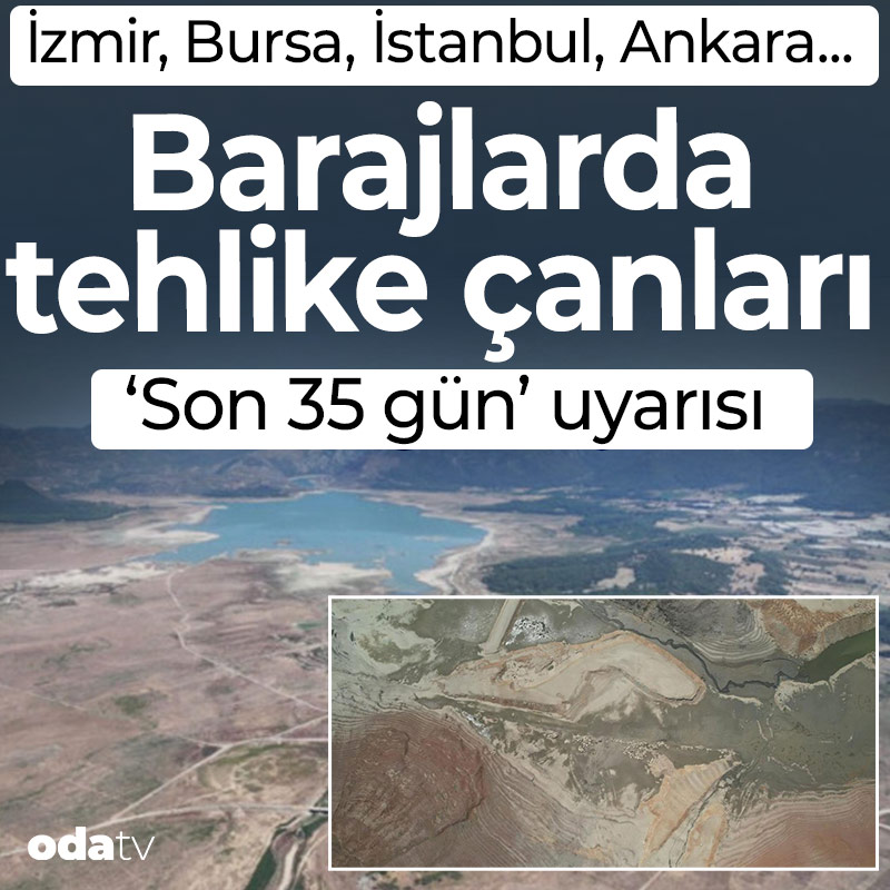 İzmir, Bursa, İstanbul, Ankara barajlarında tehlike çanları

-İzmir barajlarında 40 günlük, Bursa barajlarında 35 günlük, İstanbul barajlarında yaklaşık 4 aylık ve Ankara barajlarında 3 aylık içme suyu kaldı
-Bursa'da Nilüfer Barajı tamamen kurudu