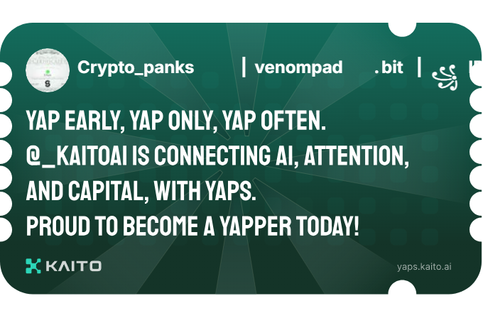 crypt0panks's tweet photo. Yap early, yap only, yap often.

@KaitoAI is connecting AI, attention and capital with Yaps.

Just claimed my social card and I'm accumulating Yap points in real-time.

Claim yours 👉 https://t.co/eJjmgIDAZf https://t.co/81hHK7CSUZ