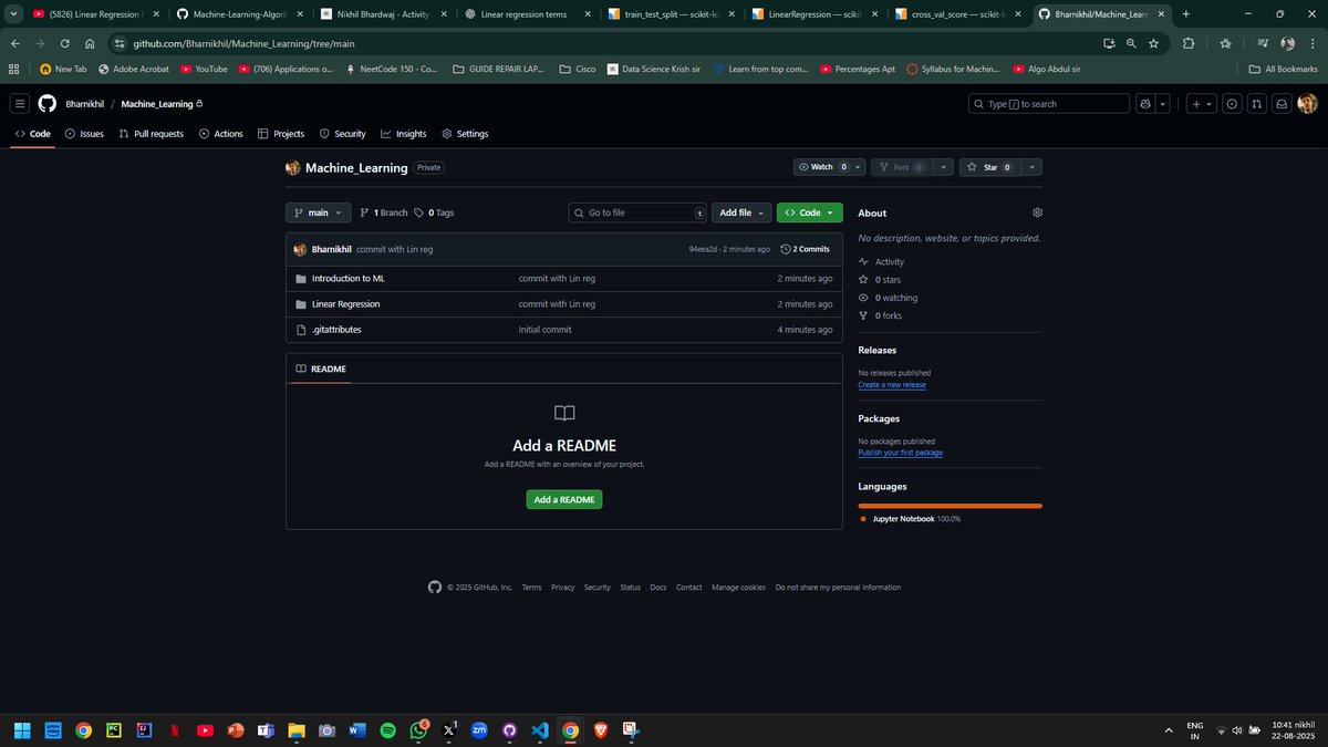 Nikhil_120kmph's tweet image. Covered the practical hands on part of linear regression that is how to implement it using sklearn and how to check for accuracy
50 50 understanding will revise then lets see
Github repo-github.com/Bharnikhil/Mac…
#machinelearningsystem #DataScientists