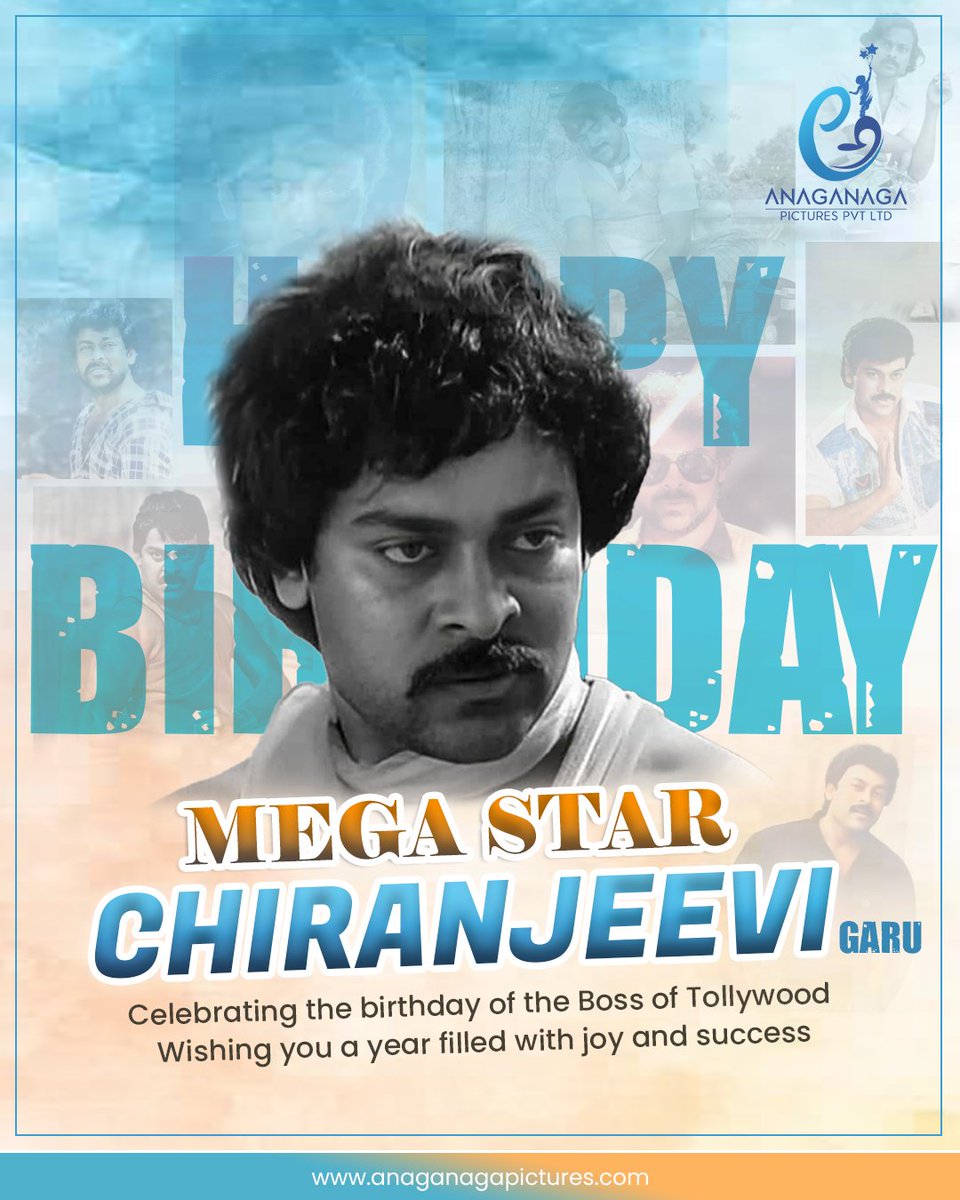 AnaganagaP's tweet photo. Happy Birthday to the one and only MEGA STAR  @KChiruTweets  Garu, the Boss of Tollywood! 

Here's to a year filled with joy, success, and blockbuster moments!

#HappyBirthdayChiranjeevi #MegaStar #BossOfTollywood #TollywoodLegend #AnaganagaPictures #directorsivam https://t.co/J8LpzYwHGN