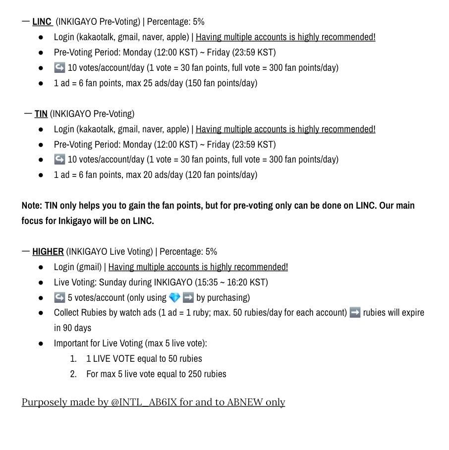 🌊 ABNEW VOTING GUIDELINE (250822) 

Please read carefully for the guideline because it's different for each apps! 

There's a change on Music Bank pre voting app, please pay attention ABNEWs! 

Any question please do DM us 🤗

#AB6IX #UPSIDE_DOWN <a href="/AB6IX/">AB6IX</a>