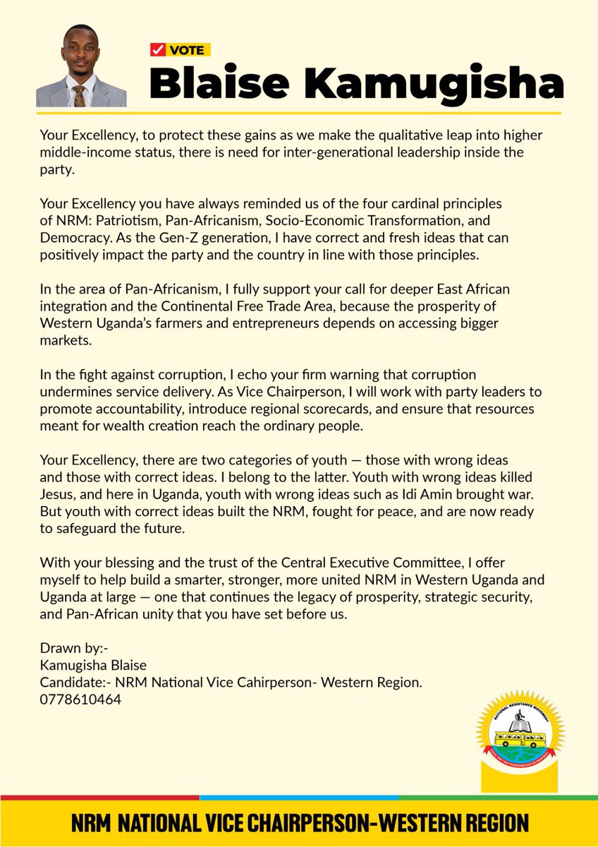 I am humbled and grateful to have successfully gone through the NRM CEC vetting process. This marks another important step in our journey to build a smarter, stronger, and more united NRM. #Team Blaise