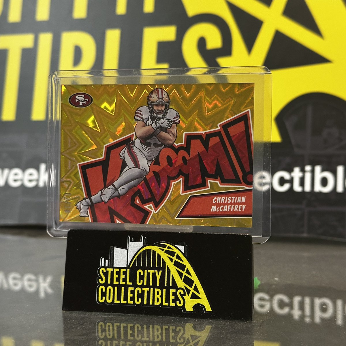 Live Breaks at Steel City Collectibles (@scclivebreaks) on Twitter photo Tonight we were joined by special guest <a href="/SBuchanan24/">Steve Buchanan</a> and in the very first pack, Christian McCaffrey KaBoom!
This gold /10 came from 2023 <a href="/PaniniAmerica/">Panini America</a> Absolute and was voted as #HitOfTheNight by our viewers! Tonight we were joined by special guest <a href="/SBuchanan24/">Steve Buchanan</a> and in the very first pack, Christian McCaffrey KaBoom!
This gold /10 came from 2023 <a href="/PaniniAmerica/">Panini America</a> Absolute and was voted as #HitOfTheNight by our viewers!