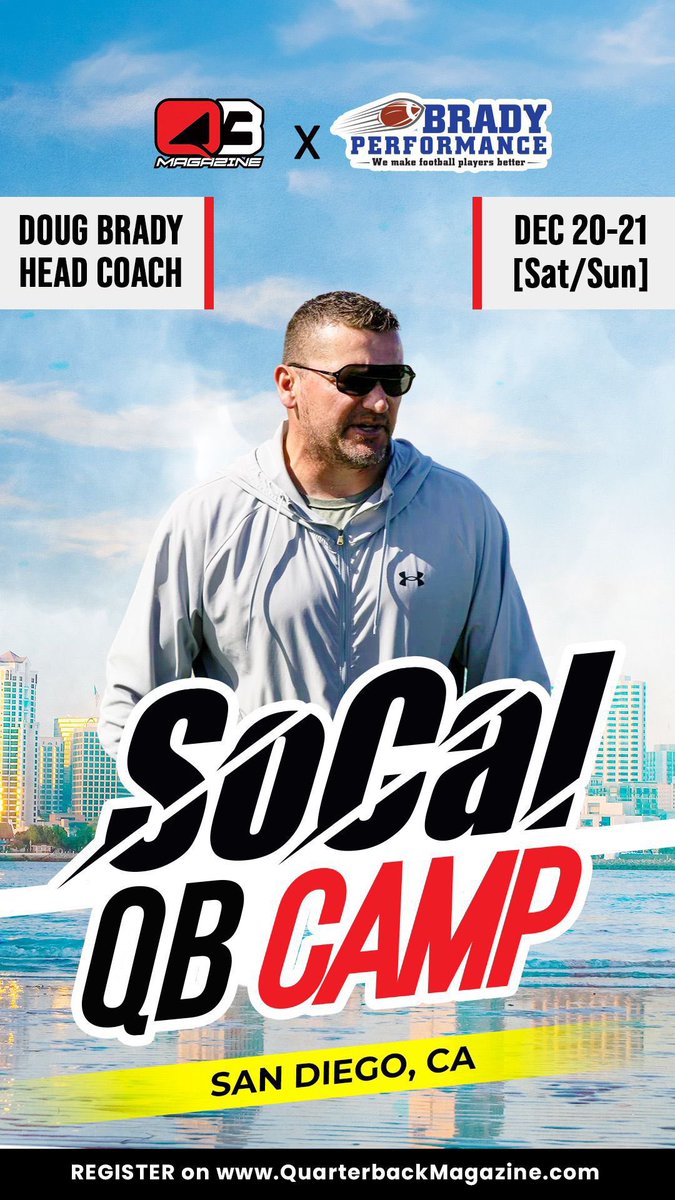 Doug Brady 🏈 (@coachdougbrady) on Twitter photo QB Camp on December 20-21 in San Diego, CA! Click on the link in bio <a href="/quarterbackmag/">Quarterback Magazine</a> QB Camp on December 20-21 in San Diego, CA! Click on the link in bio <a href="/quarterbackmag/">Quarterback Magazine</a>