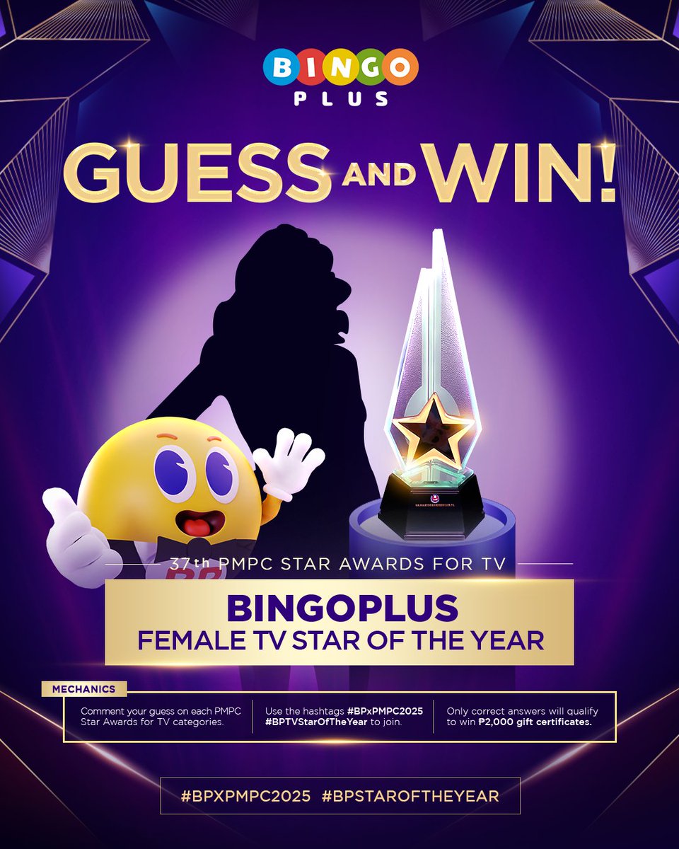 EXCITED NA BA KAYONG MAKILALA SILA?
Join GUESS THE STAR OF THE YEAR at manalo ng ₱2,000 GIFT CERTIFICATE! ⭐

Mechanics:
1. I-comment ang inyong BingoPlus ID at hulaan kung sino ang mananalong MALE AND FEMALE STAR OF THE YEAR ng 37th PMPC Star Awards for Television.
2. Gamitin