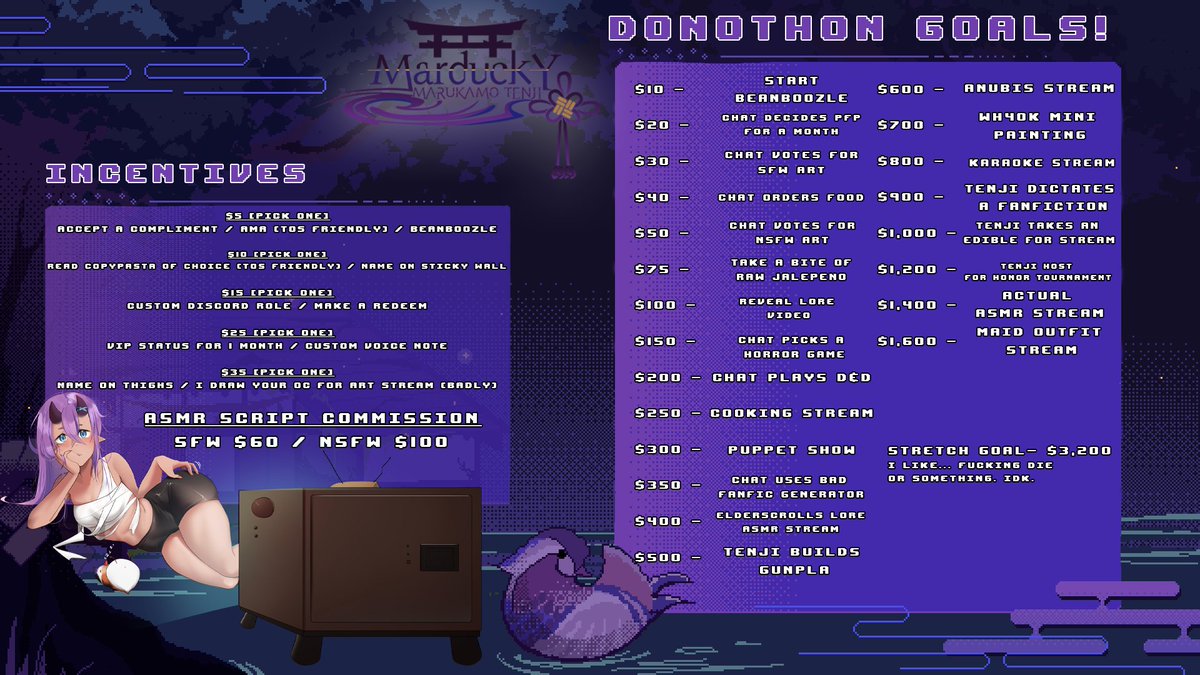 ⛩️𝐃𝐎𝐍𝐎𝐓𝐇𝐎𝐍 𝐀𝐍𝐍𝐎𝐔𝐍𝐂𝐌𝐄𝐍𝐓⛩️

Gonna be steaming from August 28–31 to help raise funds for a new 3D model~!

Streams will include lot's of collabs and scuffed content throughout the event! (duh)

𝑯𝒐𝒑𝒆 𝒕𝒐 𝒔𝒆𝒆 𝒚𝒐𝒖 𝒕𝒉𝒆𝒓𝒆~.ᐟ
#Vtuber | #VtuberUprisings