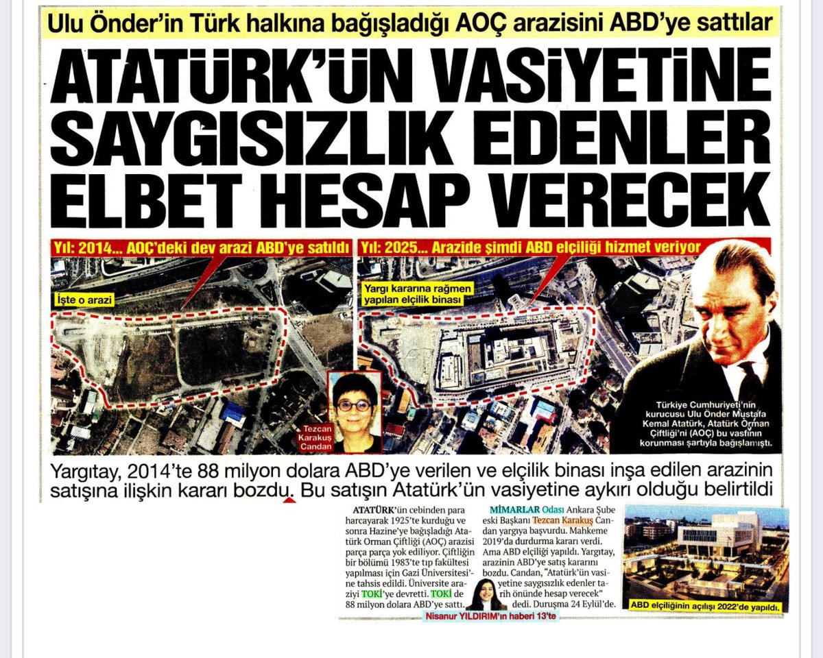 tezcandan's tweet photo. Atatürk Orman Çiftliği arazisinin hülle yoluyla ABD Büyükelçiliğine  satışı kararının bozulması ile 24 eylül 10:20 de görülecek 2025/881 esas nolu AnkBölge Adliye Mahkemesi 4.hukuk dairesindeki davaya müdahil olabilir ve katılabilirsiniz.#AOÇCumhuriyetDavasıdır https://t.co/WaSZnlwN6c