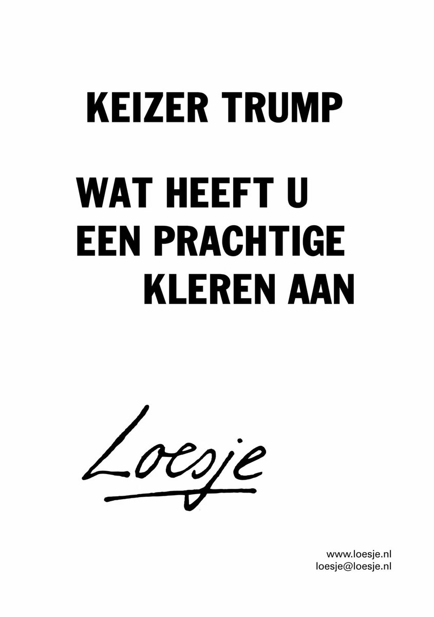 **        keizer Trump

          wat heet u
           prachtige 
           kleren aan     **