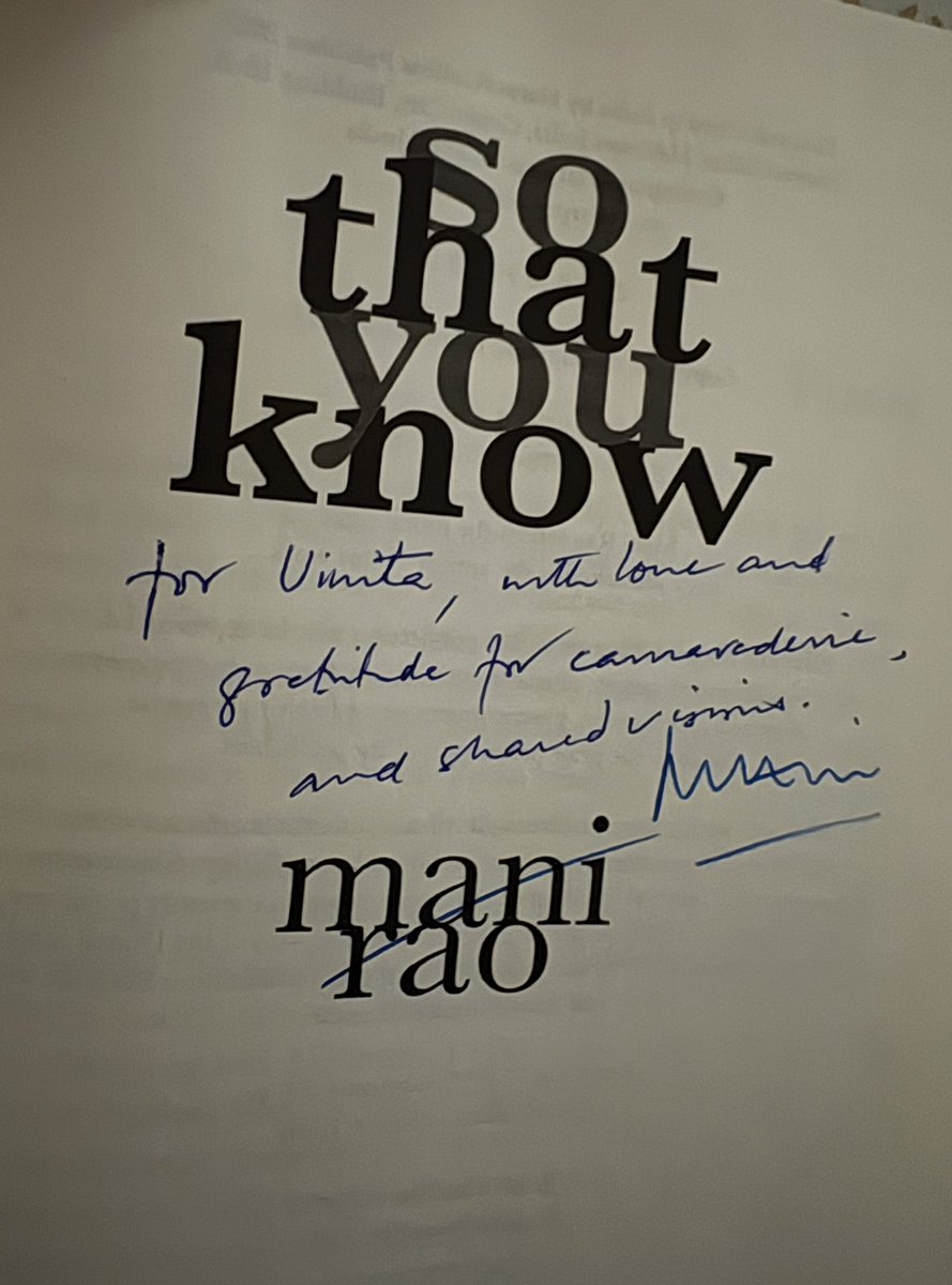 vinita65's tweet photo. A stellar collection of poetry if there was one. Thank you dear @maniraopoem for #sothatyouknow I feel ‘sawed’ as in saw (noun) -ed and soughed by your words. #poetrycollections @harpercollinsin Thank you for the signed copy. https://t.co/jfGNsxKDqk