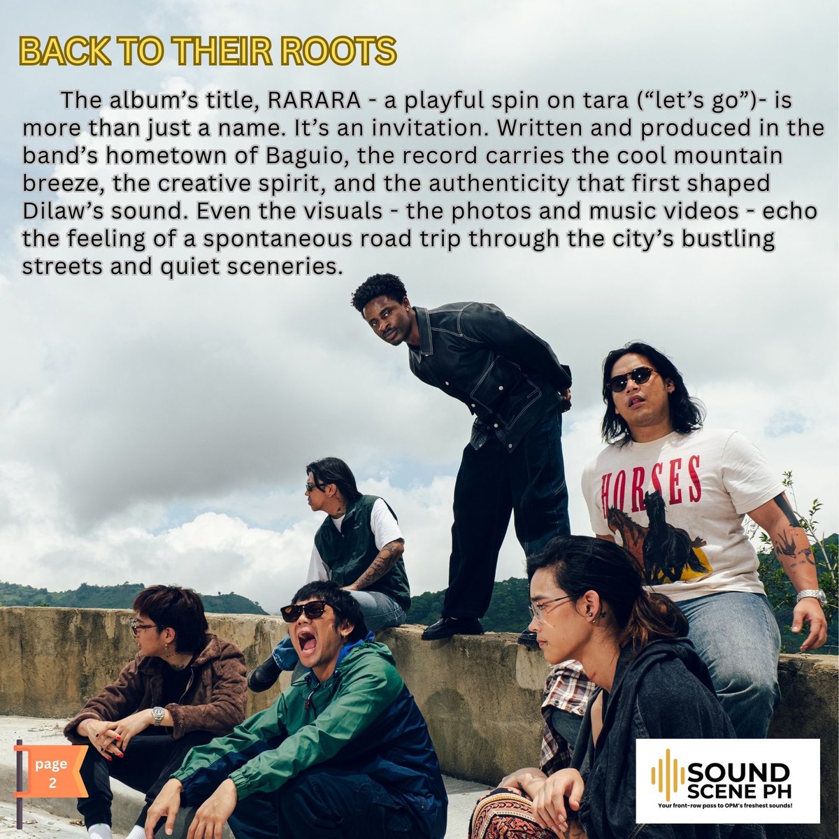 soundscene_ph's tweet photo. [SoundScene PH Exclusive] ‼️ 

@dilawrakband’s RARARA — A Road Trip Through Heartbreak, Healing, and Hope

Read the full story here ⬇️:

Special thanks: @WarnerMusicPH 
 
#SoundScenePH #OPM #SupportLocalMusic #Dilaw https://t.co/J9lx93zeOr