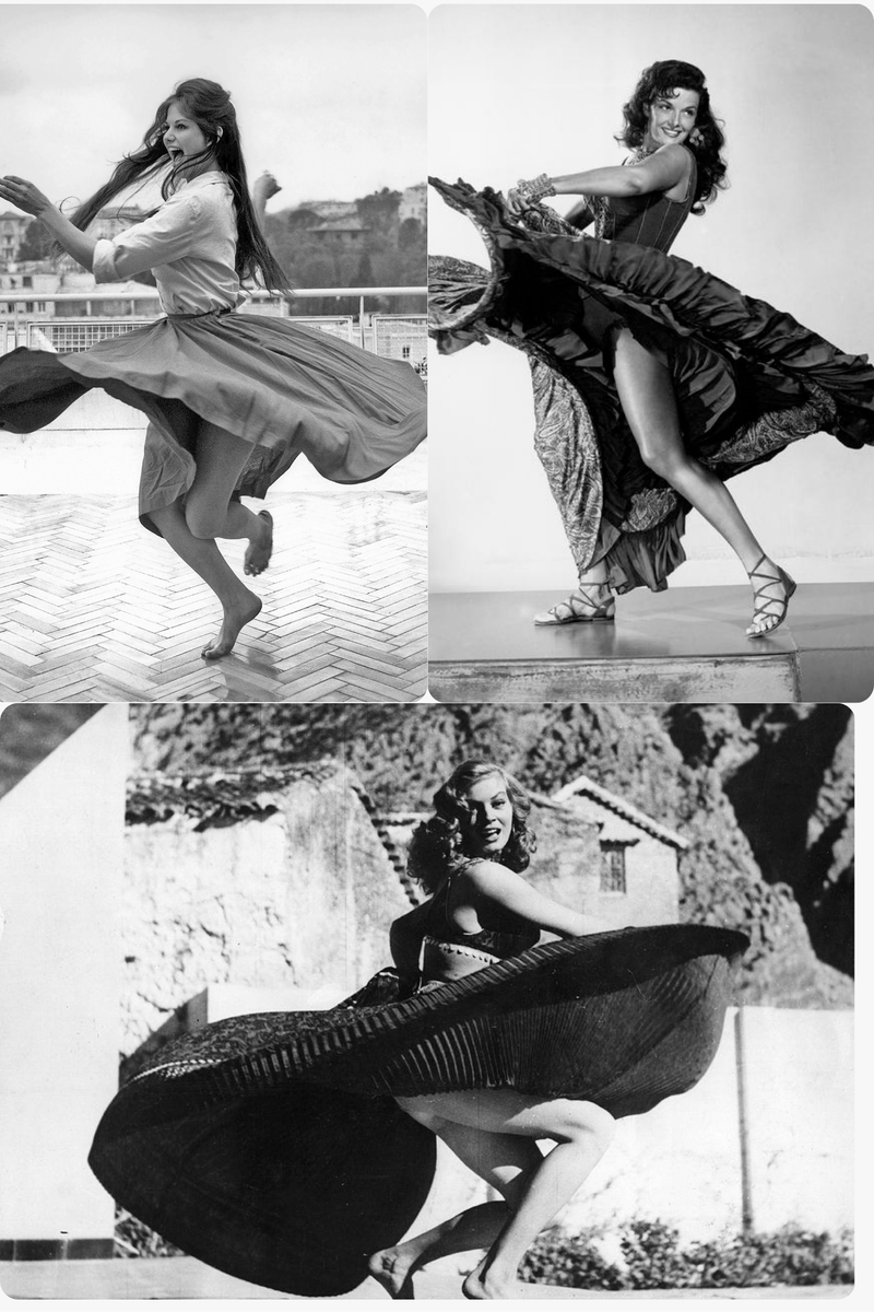 Dances of joy!  Who twirls you around?  Claudia Cardinale, Jane Russell, or Anite Ekberg?