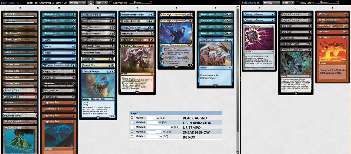 BARELY missed the 5-0 10-0 here with #GrixisControl and really wanted to so I could assure everyone Control is not unplayable/dead in #MTGLegacy! I promise! 

But you can't know when or how your wins are gonna line up. Very happy with this trophy and list