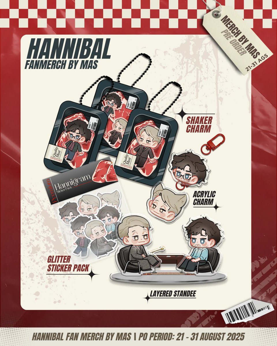 tsnzen's tweet image. [Hannibal Fanmerch PO is Open!!]
Reshares are very much appreciated ✨️

🗓️ PO Period: 21-31 August 2025 (WIB)
🌎 For International GOs Pls DM Me!
🔗 Prices and Order Forms are available below 

#Hannigram #WillGraham #HannibalLecter