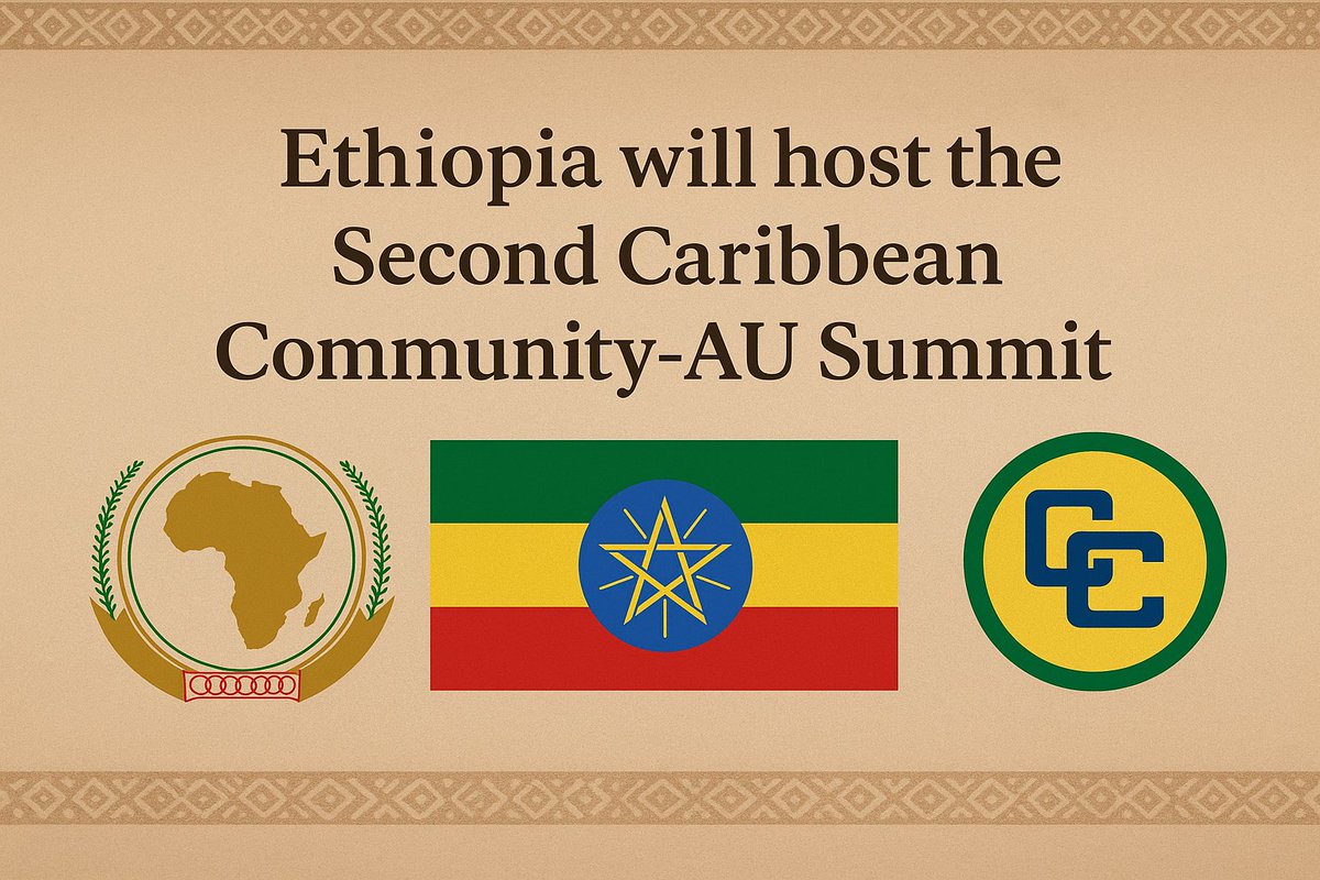 Ethiopian Embassy in Somalia (@ethioinsomalia) on Twitter photo Ethiopia will proudly host the 2nd CARRICOM-AU Summit, a platform to deepen historical ties, strengthen partnerships, and build a shared future of unity, resilience, and prosperity. 🇪🇹📷#Ethiopia #AUSummit #CARICOM #AfricaCaribbean #UnityInDiversity #Diplomacy
<a href="/MFAEthiopia/">The Ministry of Foreign Affairs of Ethiopia 🇪🇹</a> Ethiopia will proudly host the 2nd CARRICOM-AU Summit, a platform to deepen historical ties, strengthen partnerships, and build a shared future of unity, resilience, and prosperity. 🇪🇹📷#Ethiopia #AUSummit #CARICOM #AfricaCaribbean #UnityInDiversity #Diplomacy
<a href="/MFAEthiopia/">The Ministry of Foreign Affairs of Ethiopia 🇪🇹</a>