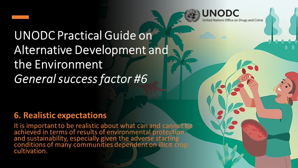UNODC Alternative and Sustainable Livelihoods (@unodc_ad) on Twitter photo General success factor #6 from our <a href="/UNODC/">UN Office on Drugs & Crime</a> Practical Guide on #AlternativeDevelopment and the #Environment: Be #realistic about expectations in terms of #environmental #protection and #sustainability, especially given the adverse starting conditions: unodc.org/unodc/en/alter… General success factor #6 from our <a href="/UNODC/">UN Office on Drugs & Crime</a> Practical Guide on #AlternativeDevelopment and the #Environment: Be #realistic about expectations in terms of #environmental #protection and #sustainability, especially given the adverse starting conditions: unodc.org/unodc/en/alter…