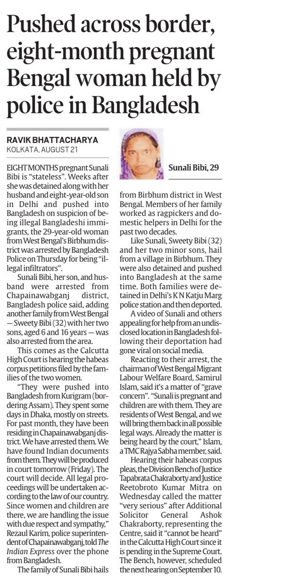 msn_rights's tweet photo. EIGHT MONTHS pregnant Sunali Bibi is "stateless". 

Weeks after she was detained along with her husband and eight-year-old son in Delhi and pushed into Bangladesh on suspicion of being illegal Bangladeshi immigrants. https://t.co/QjqXEk5EQ0