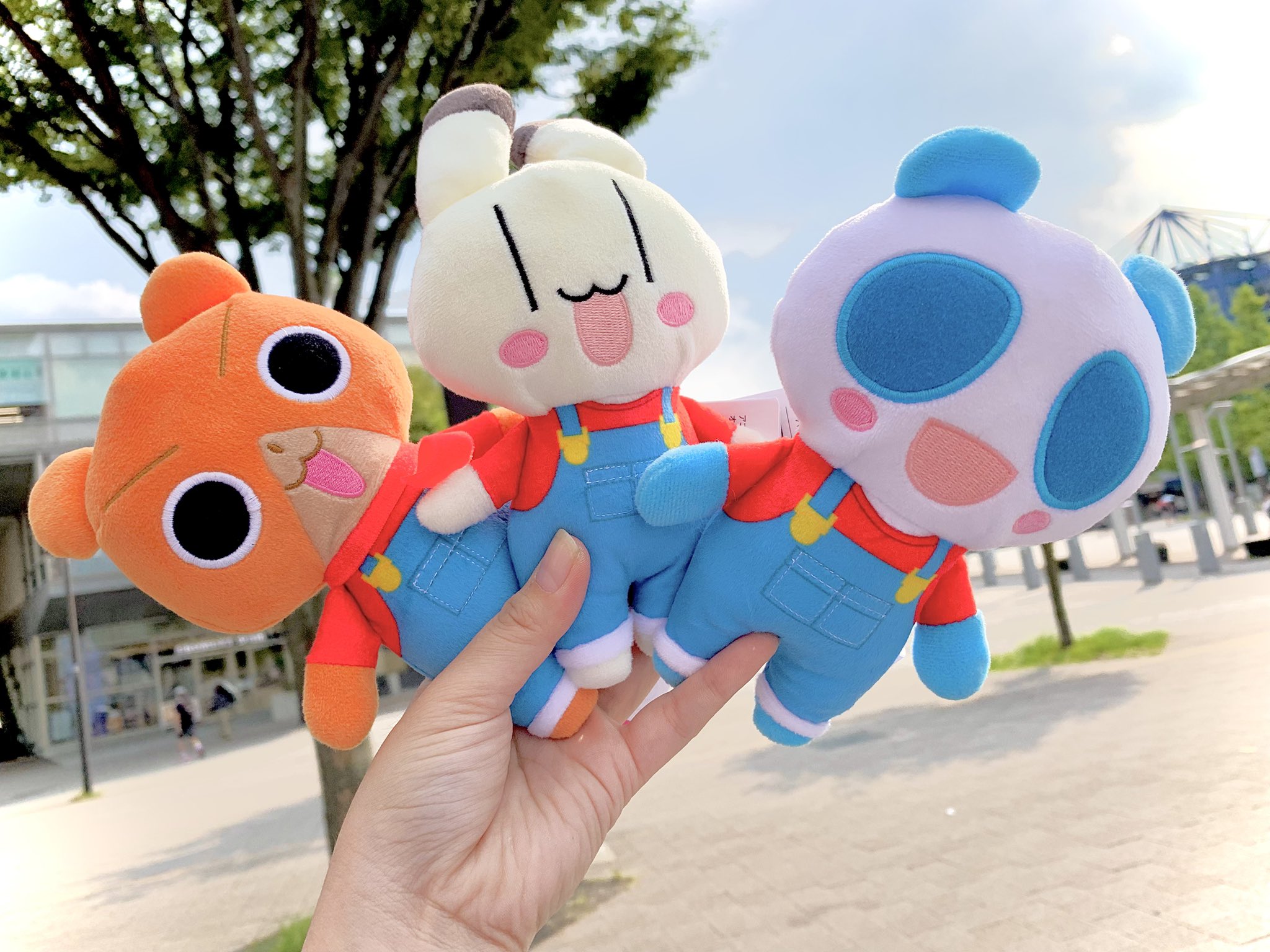 アニマル横町 オーバーオールぬいぐるみ りぼん 【全3種類コンプリート