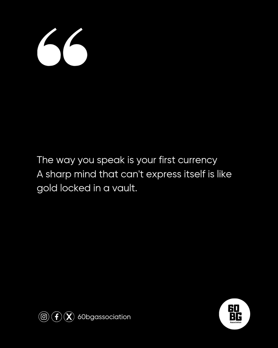 _60BG's tweet photo. Your voice is your first currency. Wisdom unspoken is treasure left locked away.
#60BG https://t.co/Q94s35mXWp