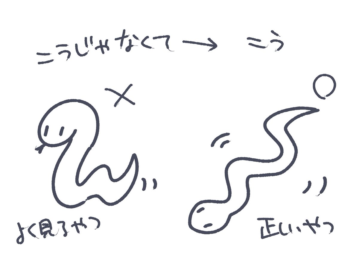 「間違ってることはわかるのに！！！！正しく描けない！！！！！ヘビはこんな進み方しない！！！！！！」と自分の画力に7歳さんがキレてて微笑ましいがその悩みは一生ついて回るやつだ