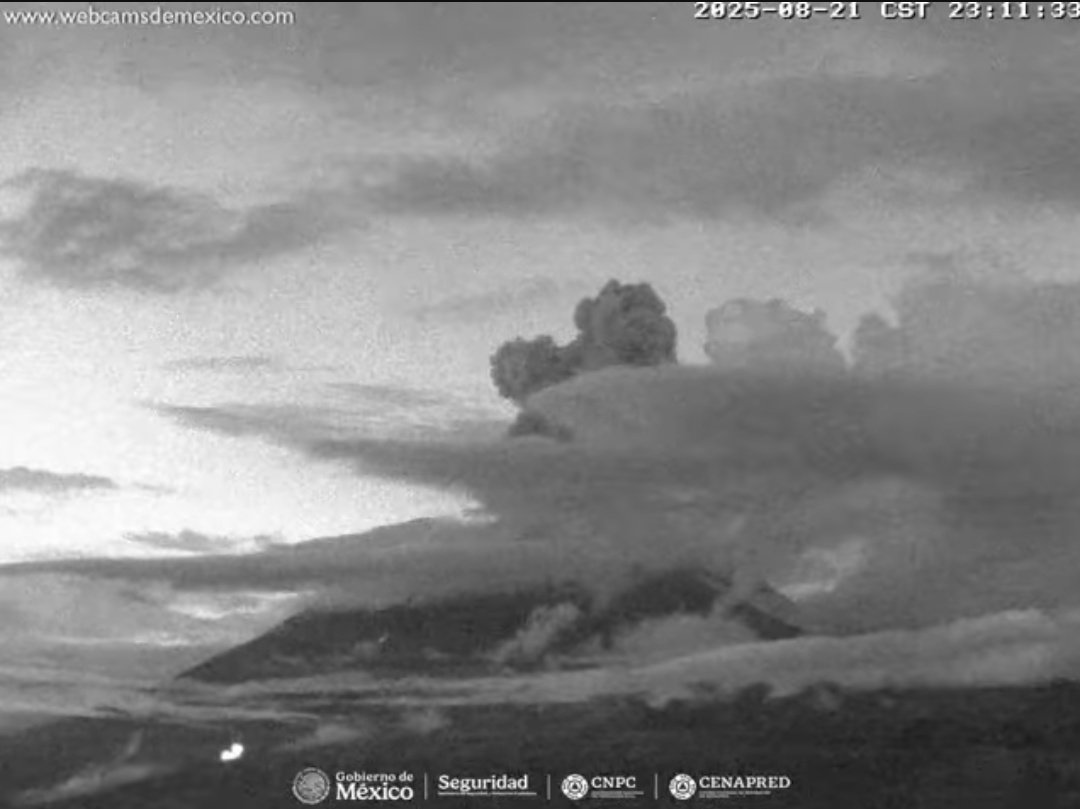 PreMxOficial's tweet image. #AVISO ⚠️ | #Exhalación MODERADA 🟡 del volcán #Popocatépetl registrada a las 23:09 h.  🌋

⚠️ Caída de #ceniza (sin detección de la misma a través de información satelital debido a condiciones climáticas): #EdoMéx, #CDMX e #Hidalgo.

🚦 AMARILLO FASE 2 🟡
