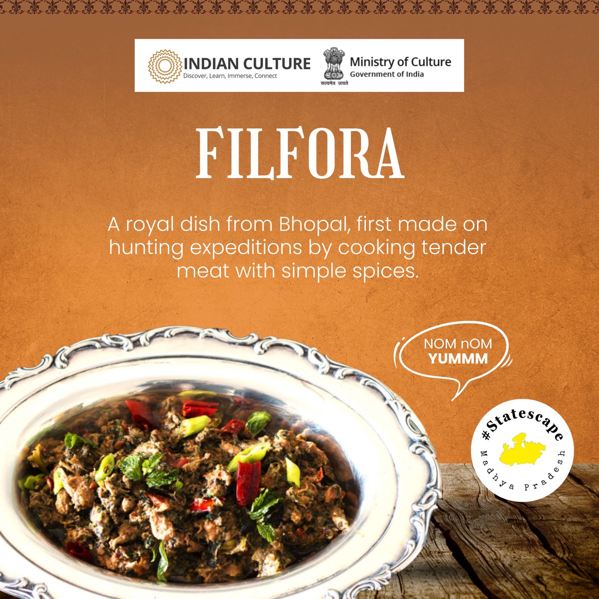 _IndianCulture's tweet photo. #BhopalBites - where #royal #recipes meet street-side favourites! From #Filfora to Poha-Jalebi to #Bhopali #Rezala, the city’s flavours are a #journey through time. Follow @_IndianCulture for more
#IndianCulturePortal #Statescape #Bhopal #MadhyaPradesh #Streetfood #IndianFood https://t.co/UtK42S6sfj