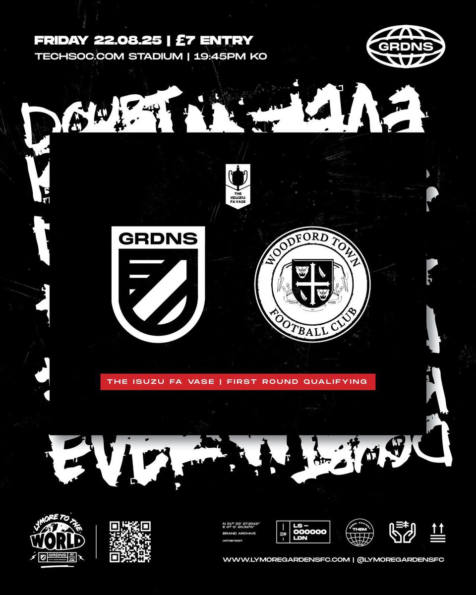 HISTORY IN THE MAKING ‼️⚽️
🚨Tonight tonight 🚨

📍 TechSoc.com Stadium
📅 Friday 22nd August 2025
⏰ 19:45 KO
🎟️ £7 entry
🏆 Isuzu FA Vase – First Round Qualifying
🆚 <a href="/WoodfordTownFC/">Woodford Town FC</a> 
Doors open at 7