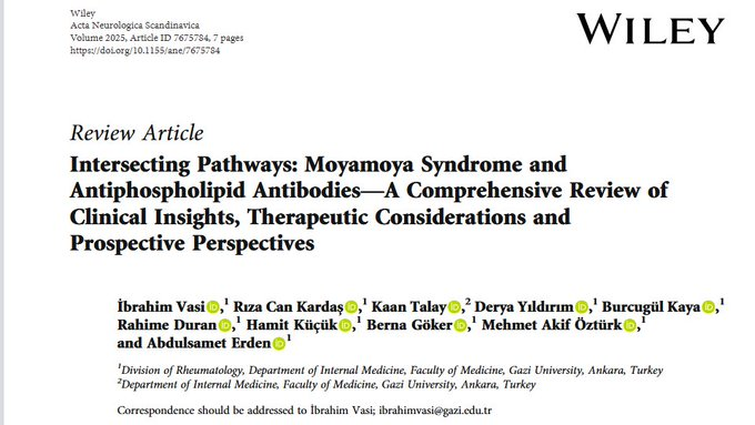 One of the critical objectives of our study was to determine whether the association between #moyamoya syndrome and conditions like #APS is coincidental or if, as suggested by the diagnostic criteria, these patients should indeed be classified as having moyamoya #syndrome.