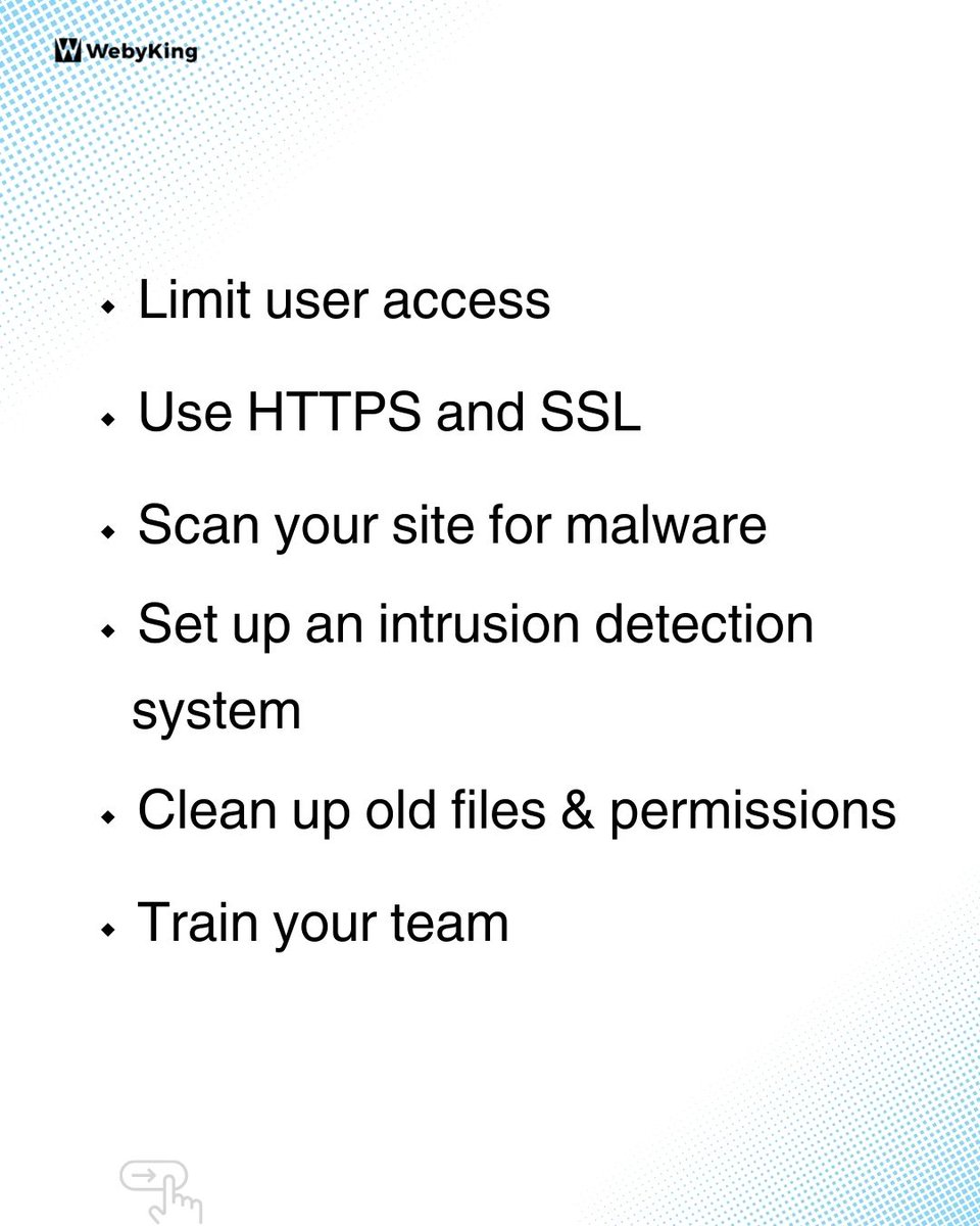 WebyKingX's tweet photo. Want to keep your website safe from hackers? Here are 12 simple steps that actually work.

Read more in detail: https://t.co/xWXRL3C34z 

.
.

#webyking #websitehack #website #websitemaintenance #websitedevelopment #websites #websitedesign #websitedesigner https://t.co/3QvGbYJIUl