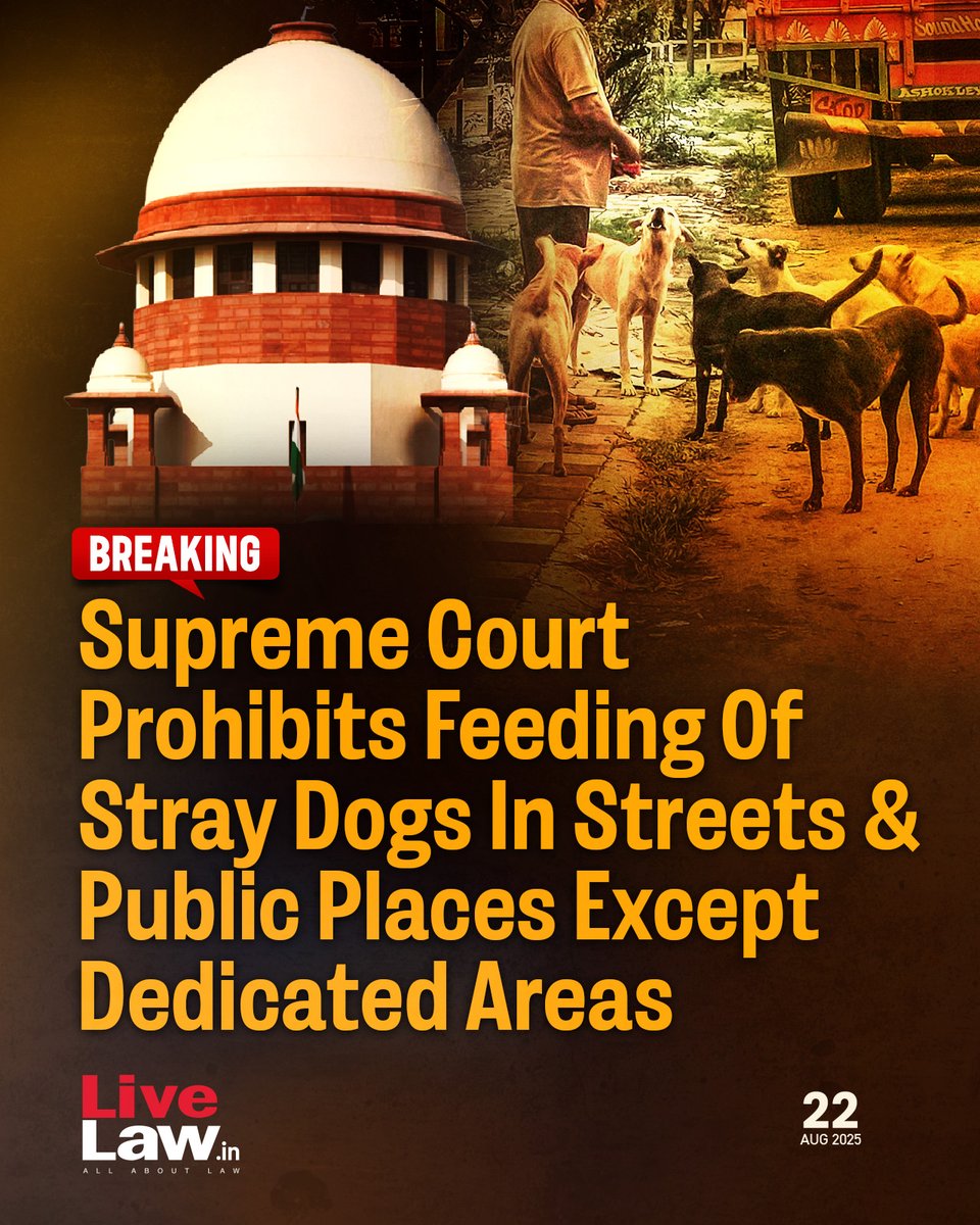 The Supreme Court held that it is illegal to feed stray dogs on the streets and in public places. The Court directed that stray dogs must be fed only in the dedicated feeding spaces to be created in each Municipal ward by the authorities.
Read more: bitl.to/4ySf