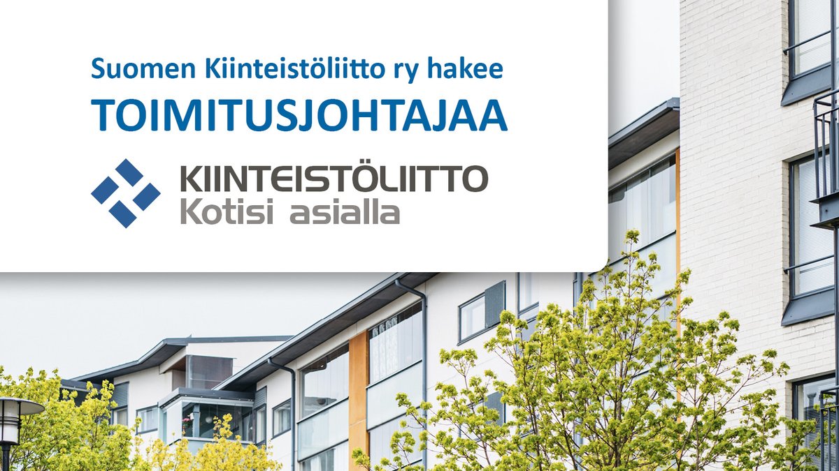 Kiinteistöliitto hakee toimitusjohtajaa!

Lue lisää tehtävästä ja lähetä vapaamuotoinen hakemuksesi ansioluetteloineen ja
palkkatoivomuksineen rekrytointia hoitavalle InHunt Groupille viimeistään 17.9.2025 linkistä: kiinteistoliitto.fi/tj-haku

#kiinteistöliitto #rekry #työpaikka