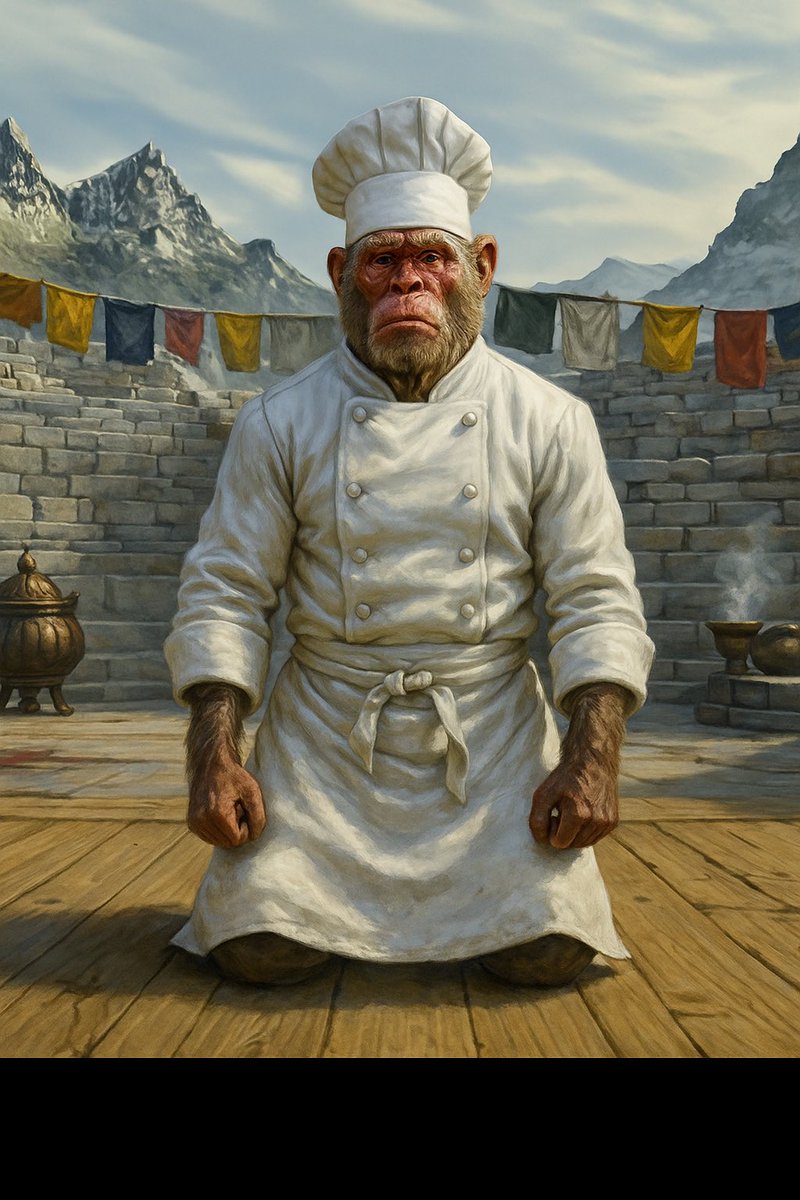 ShaolinSnowMonk's tweet photo. Master Chimi 🐒🍲🍜
The Cook of the 7 Shaolin Snow Monks.
He nourishes the body with sacred soups…
and the chain with endless liquidity.
A full belly. A full pool.
Balance in every bowl. ✨ $SNOWMONK
#SnowMonks #MemeCoin #CryptoKitchen https://t.co/pS2jjKar0A