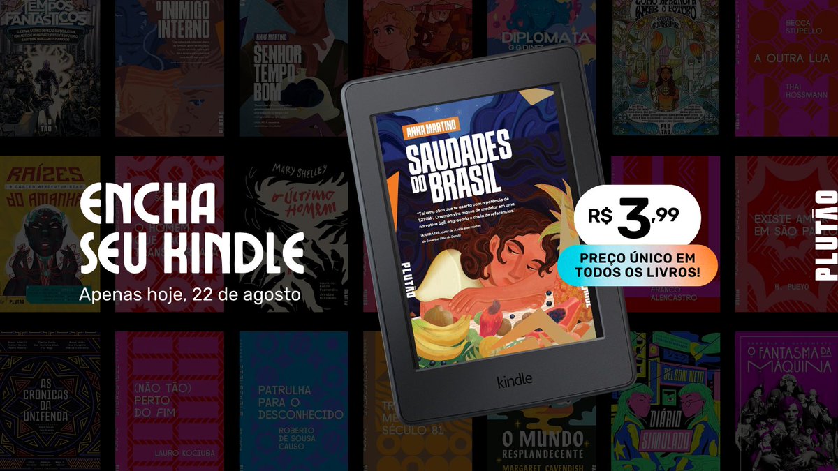 📚🚀 Hoje é dia de #EnchaSeuKindle! Todo o catálogo da Plutão Livros está em promoção! Só hoje — até o fim do dia.

Aproveite para encher sua estante digital com histórias que desafiam a realidade e ampliam a imaginação ✨
👉 amzn.to/3HLTyLW