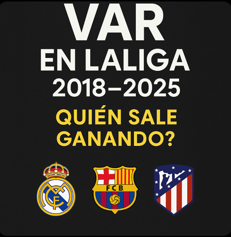 c_carlosw's tweet photo. 🚨 INFORME: El VAR en LaLiga (2018–2025)
Los datos muestran un patrón claro: el Real Madrid ha sido el equipo más perjudicado y el FC Barcelona el más beneficiado en las decisiones revisadas por el VAR.
Aquí van los números,  tira  del  🧵 👇 https://t.co/ovwKAXCIRA