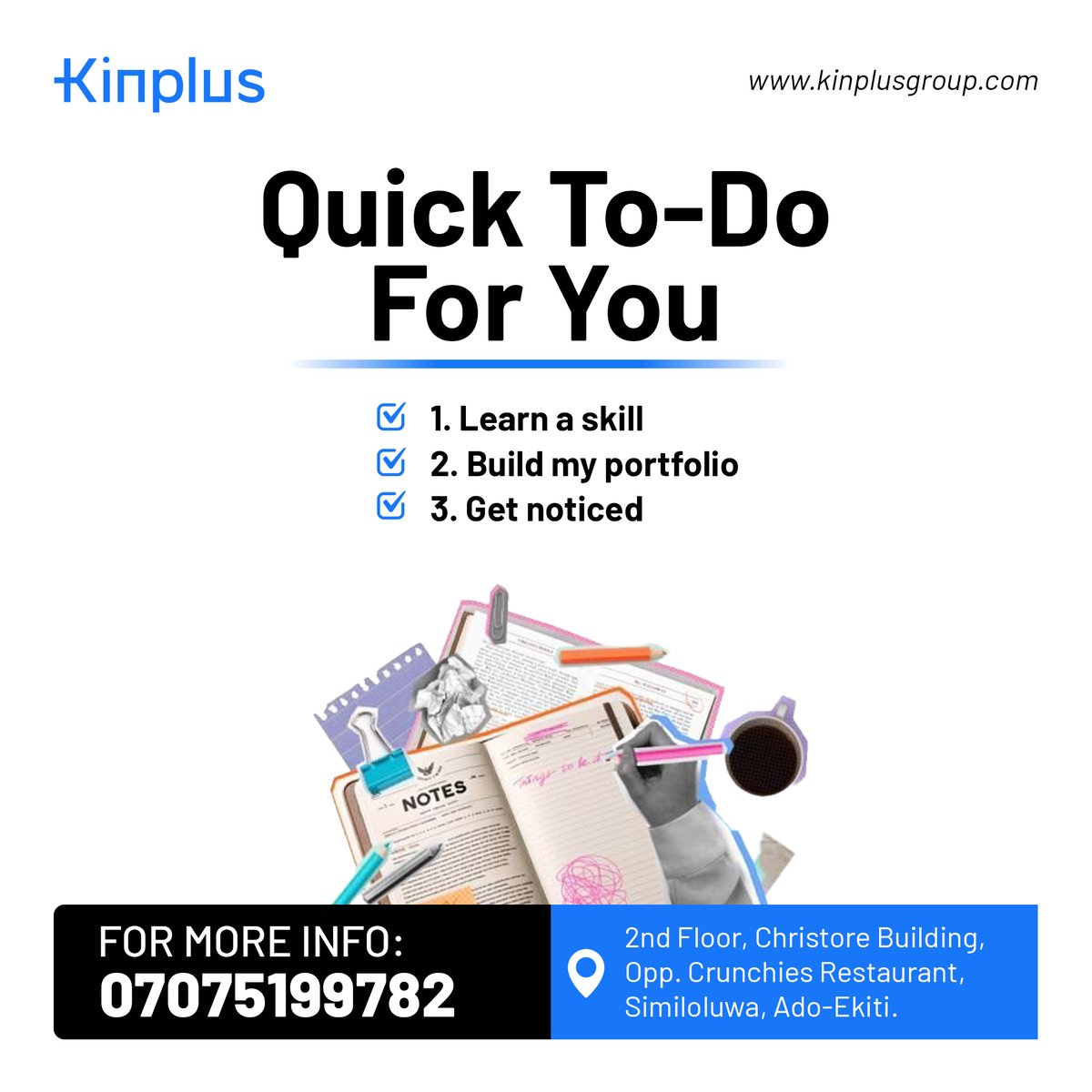kinplustech's tweet image. Master a new skill, open new doors!
Each course is a step toward a brighter, more independent, and exciting professional future. Don&apos;t wait; level up your career today!
kinplustech.com/training

#Kinplustech #SkillUp #CareerGrowth #LevelUp #LearnToday #DigitalSkills #FutureReady