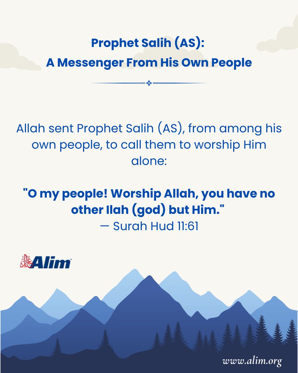 alim_inc's tweet image. Prophet Salih (AS) said:
 "O my people! Worship Allah, you have no other god but Him." — Surah Hud 11:61
Read: alim.org/history/prophe…
App: alim.org/mobile-app/
#ProphetStories #Quran
