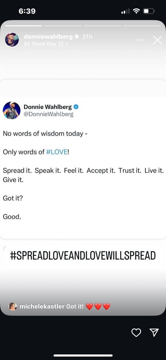 <a href="/DonnieWahlberg/">Donnie Wahlberg</a>  Love this!!!! Spread love ♥️