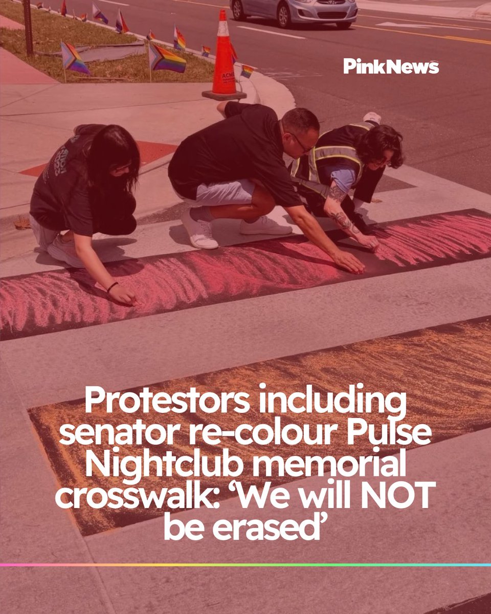 Protestors including senator re-colour Pulse Nightclub memorial crosswalk: ‘We will NOT be erased’ ➡️ bit.ly/469tJhh
