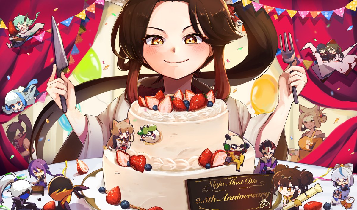appy_3939's tweet photo. 2.5周年！おめでとうございます！🥳🎉
お祝いのケーキを焼いたよ！みんなで食べるんだよ！？🎂🎂💫💫🥳🎊

 #ニンマスイラスト
 #ニンマスイラストコンテスト
 #忍者マストダイ https://t.co/JFrbzzZ5Je
