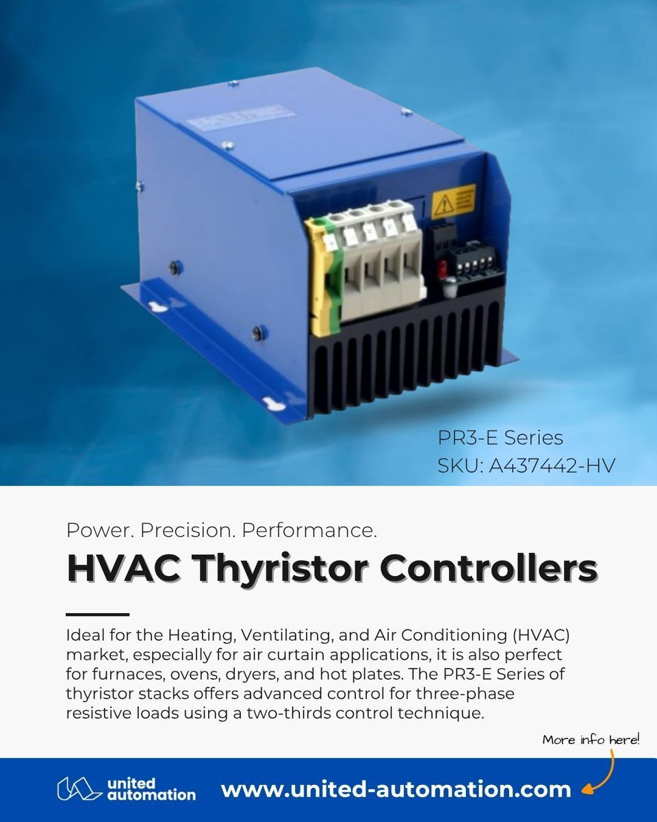 UA_Limited's tweet image. 🌬️ Better control = better comfort.
United Automation’s #HVAC #Thyristor Controllers deliver precision heating and ventilation control with energy-saving burst-fire &amp;amp; phase-angle options.
🇬🇧 Built in Britain
🔗 united-automation.com/product-catego…
#HVACControl #SmartBuildings #MadeInBritain