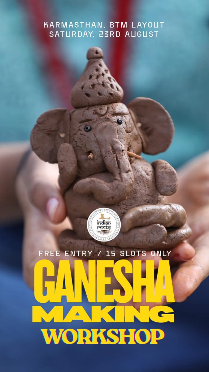 Welcoming all of you to another meaningful evening at Karmasthan. Let's make our world better by making an eco friendly Ganesha, join Vishal Kodial once again. Message 'Ganesha' to Rakendu on WhatsApp to block ur slot +91 90611 29981