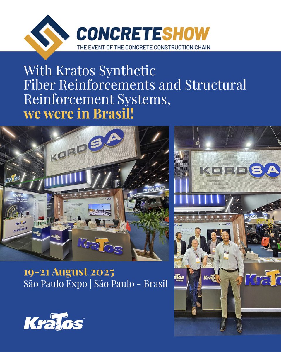 KReinforcement's tweet photo. At Concrete Show South America 2025, we shared our innovative solutions in Synthetic Fiber Reinforcements and Structural Reinforcement Systems with industry professionals.We thank all stakeholders and experts who took part in the event. 🌍A Safe Future with Reinforced Structures! https://t.co/MFDJTA69Tk